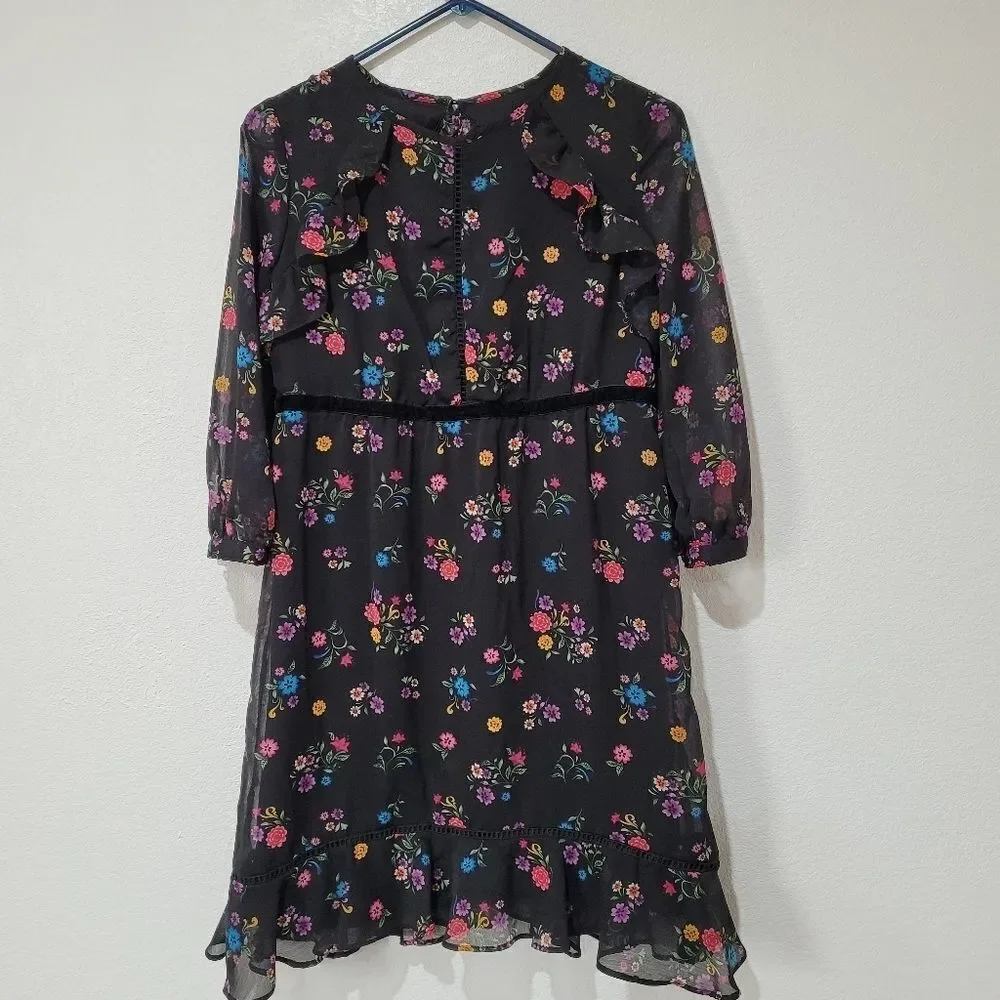 D-Signed girls‎ black floral coco ruffle dress size L(14/16)